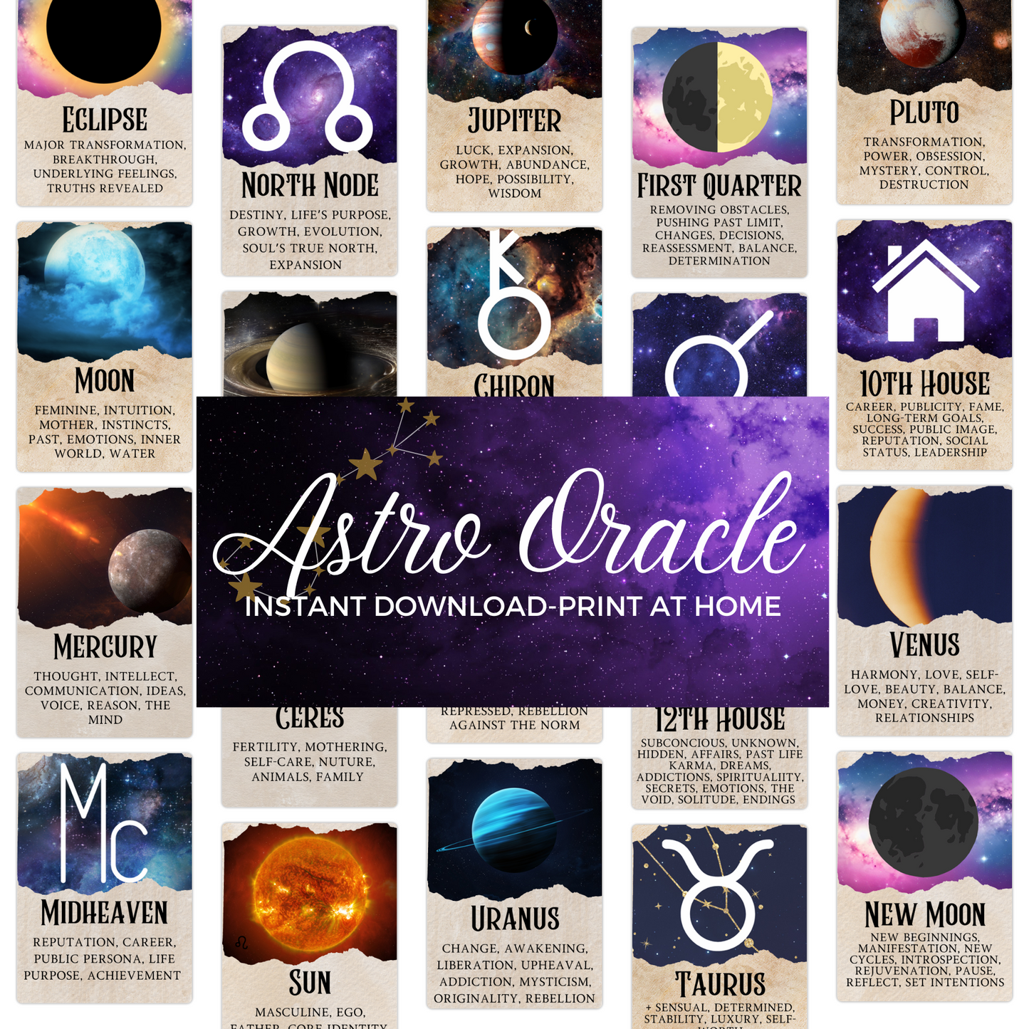 Astrology Oracle Cards | Print-At-Home Oracle Cards Digital Download
